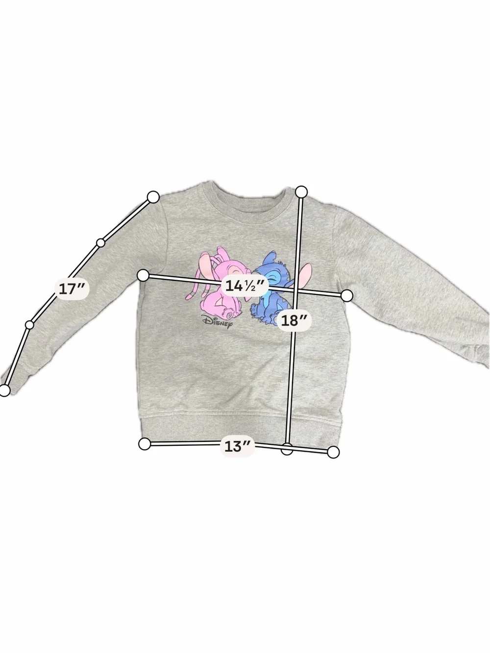 Zara Disney Stitch Girls Sweatshirt Bundle Size 6-7 Angel Pink Gray